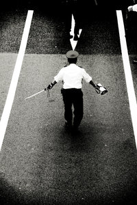 Arrow pointing at man, Tokyo