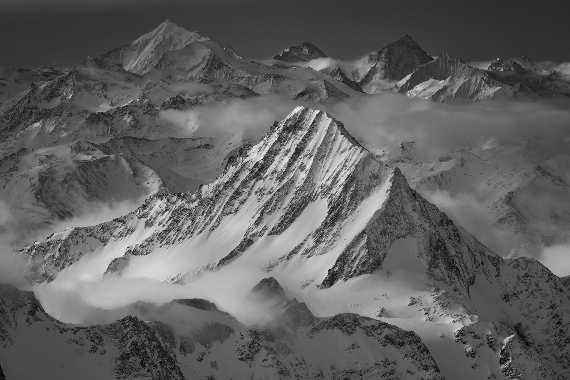 Bietschhorn, Weisshorn, Dent d'Hérens, Obergabelhorn, Switzerland by Thomas Crauwels, limited edition photography